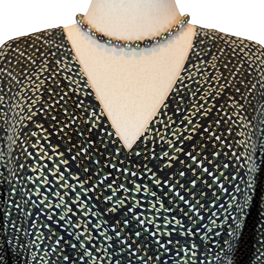 En Focus Studio Green Wrap Dress Plus Size 14 Graphic Print Slimming Office Work - Picture 6 of 13
